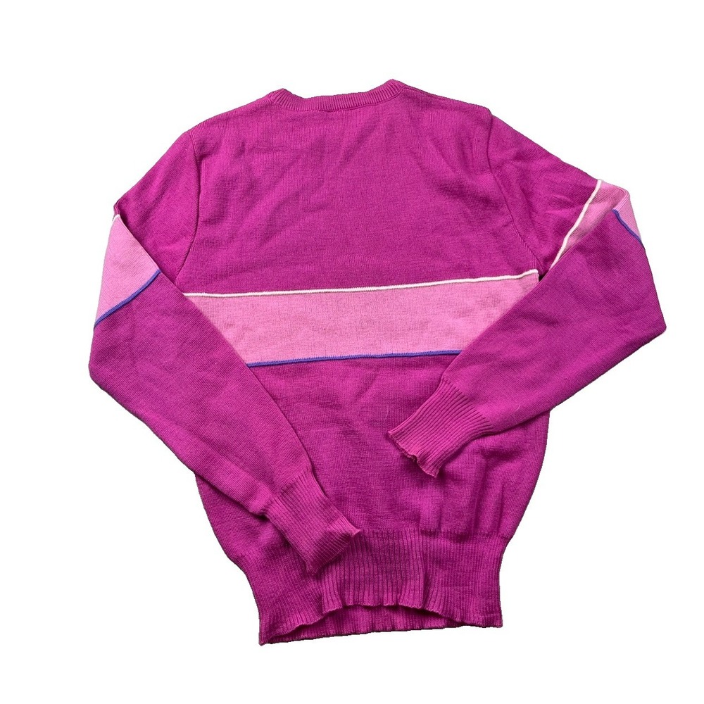 Vintage Meister Sweater Women's Size Small New Wool Stripe Ski Pink Retro - Picture 9 of 9